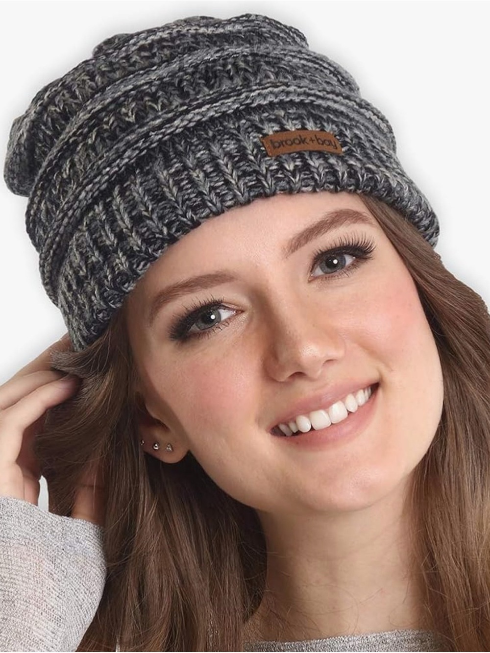 Brook + Bay Women's Adult Winter Cozy Knit Beanie Hat Gray - Picture 2 of 14